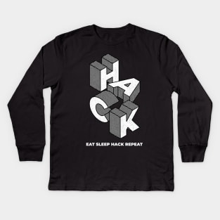 HACK | Eat Sleep Hack Repeat Kids Long Sleeve T-Shirt